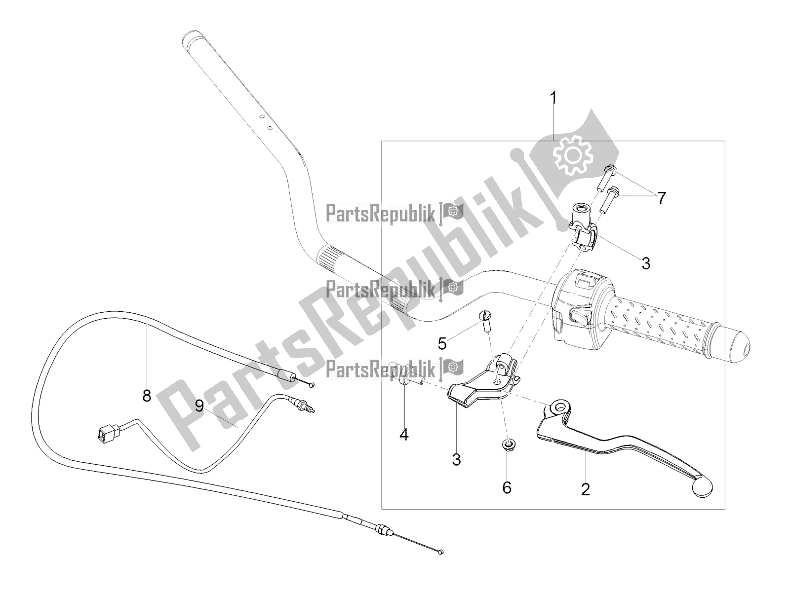 Alle onderdelen voor de Koppeling Controle van de Moto-Guzzi V7 III Stone Night Pack 750 2019