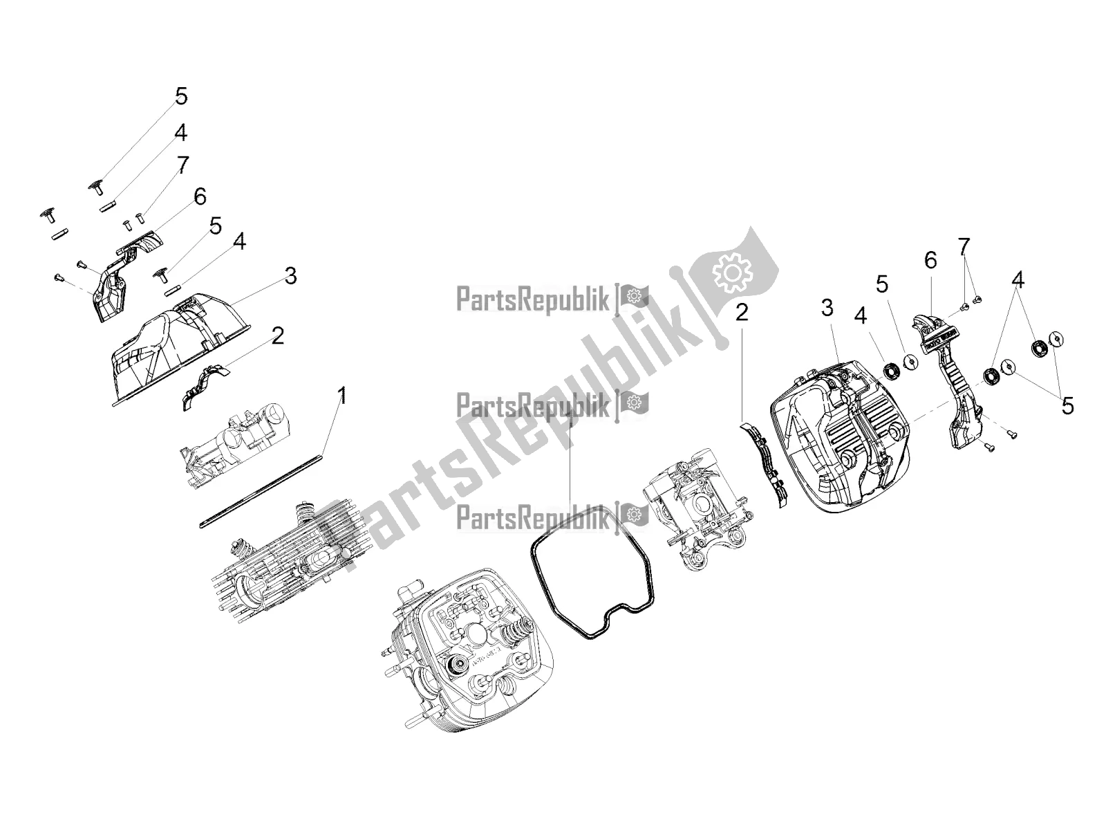 All parts for the Head Cover of the Moto-Guzzi V7 III Stone Night Pack 750 2019