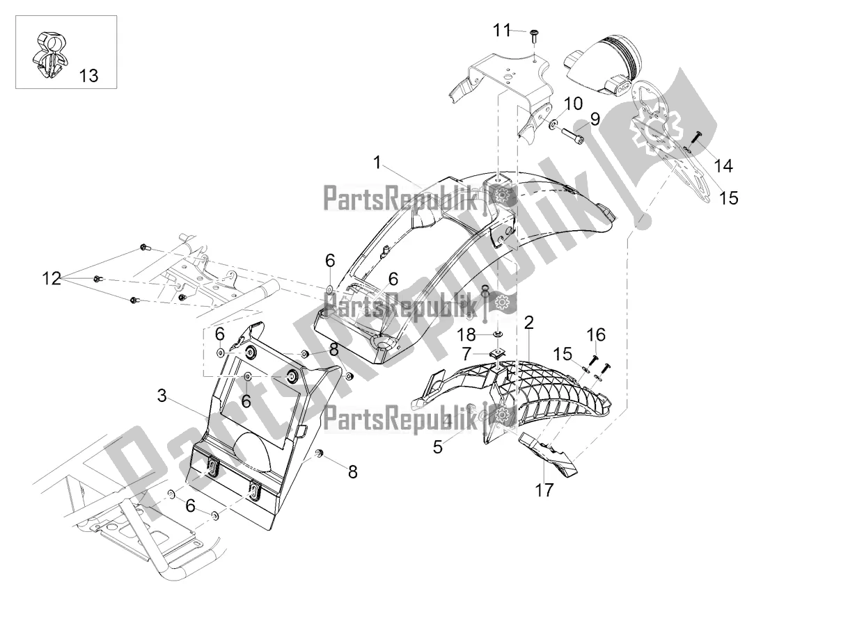 Alle onderdelen voor de Achterspatbord van de Moto-Guzzi V7 III Stone Night Pack 750 Apac 2019