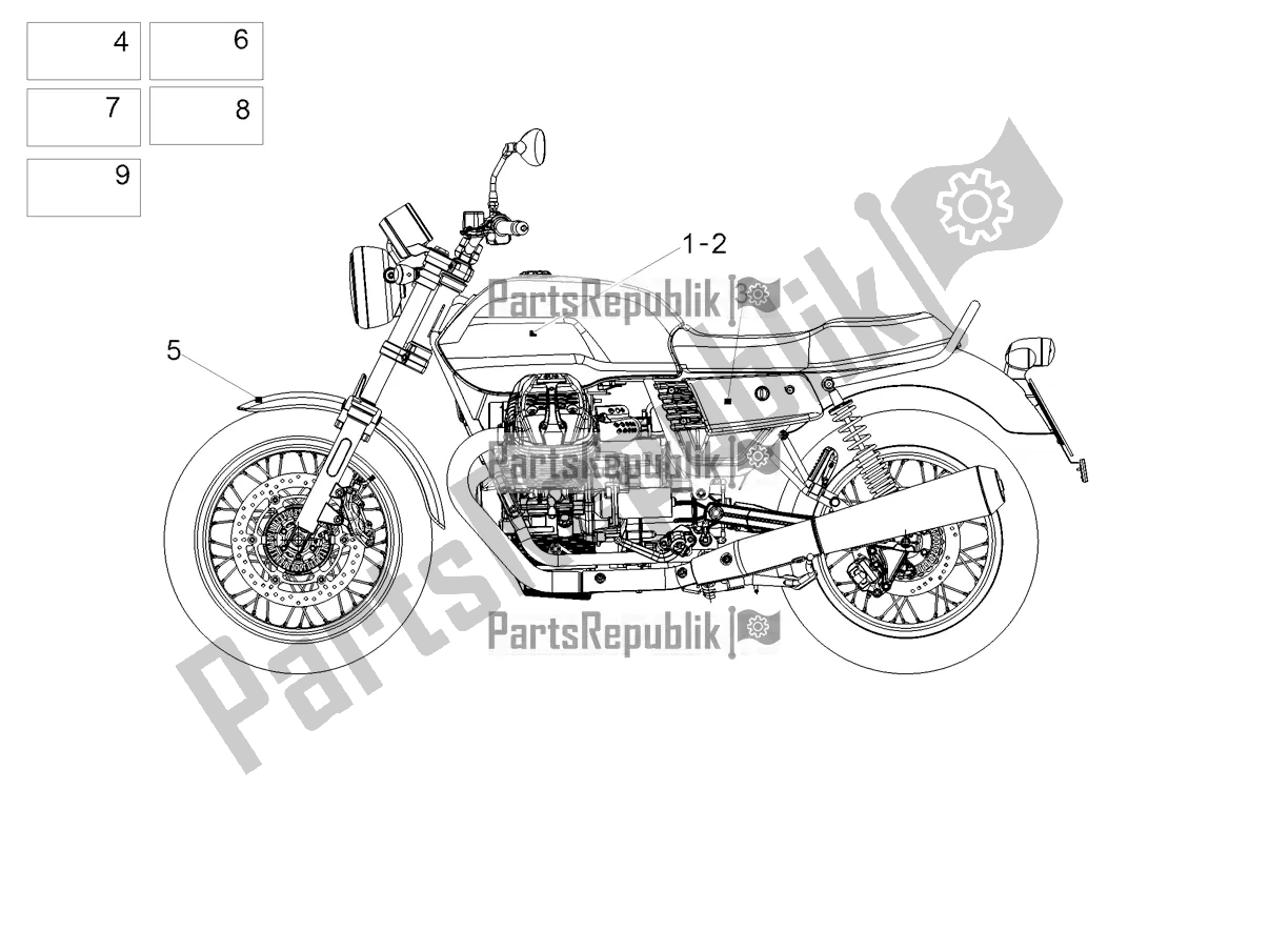 Tutte le parti per il Decalcomania del Moto-Guzzi V7 III Stone Night Pack 750 USA 2019