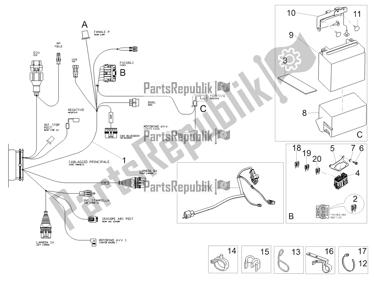 Todas las partes para Sistema Eléctrico Trasero de Moto-Guzzi V7 III Stone Night Pack 750 USA 2020