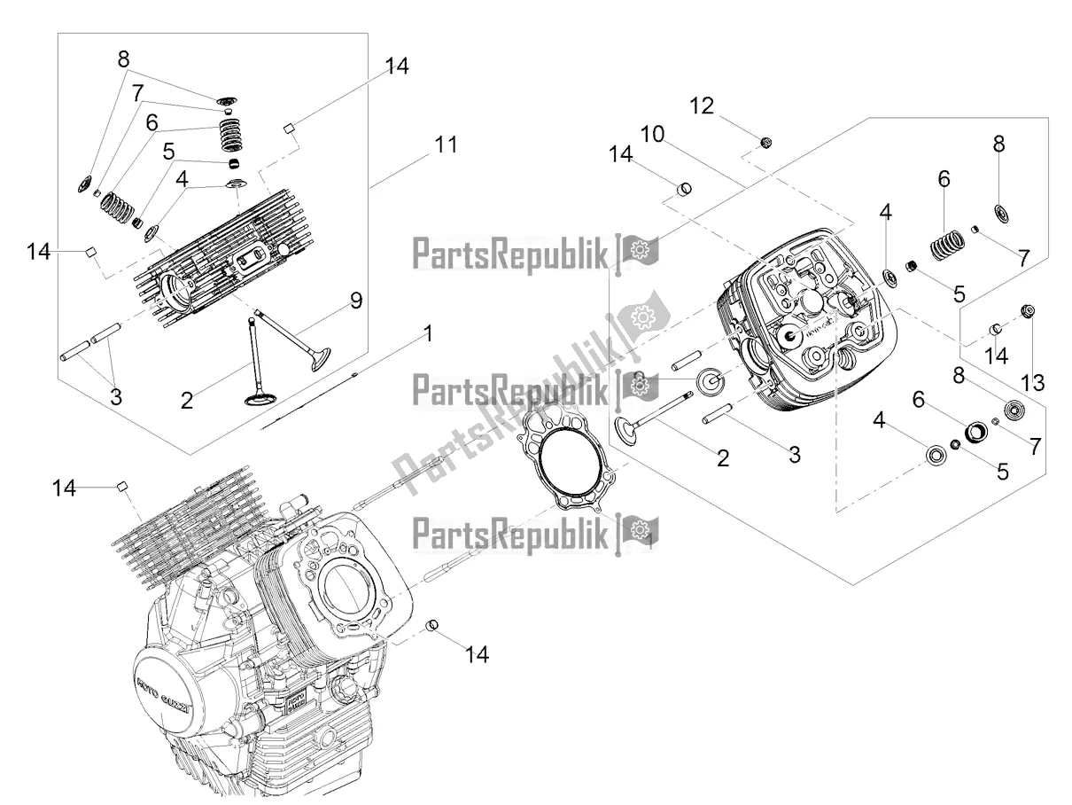 Tutte le parti per il Testata - Valvole del Moto-Guzzi V7 III Stone 