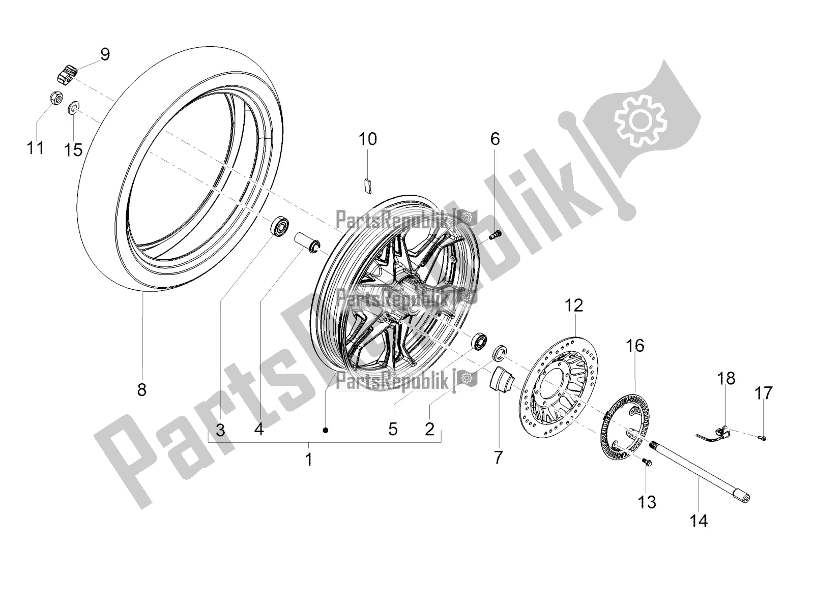 All parts for the Rear Wheel of the Moto-Guzzi V7 III Stone 