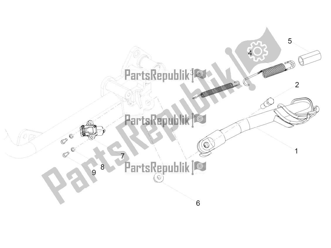 Tutte le parti per il Cavalletto Centrale del Moto-Guzzi V7 III Stone 