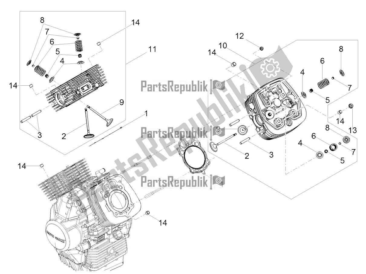 Tutte le parti per il Testata - Valvole del Moto-Guzzi V7 III Stone 