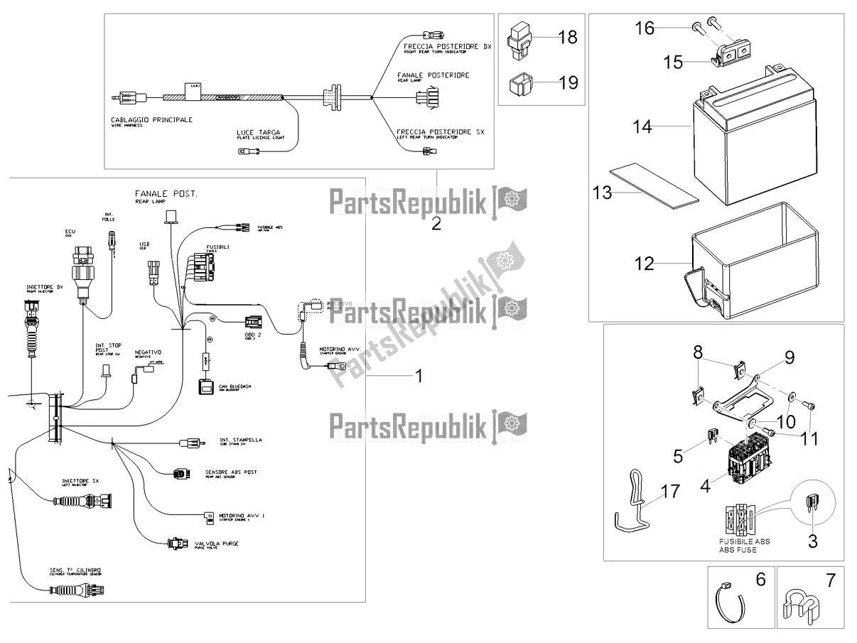 Tutte le parti per il Impianto Elettrico Posteriore del Moto-Guzzi V7 Special 850 2022
