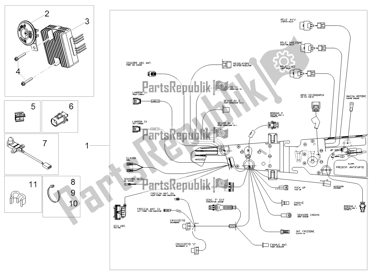 Tutte le parti per il Impianto Elettrico Anteriore del Moto-Guzzi V7 Special 850 Apac 2022