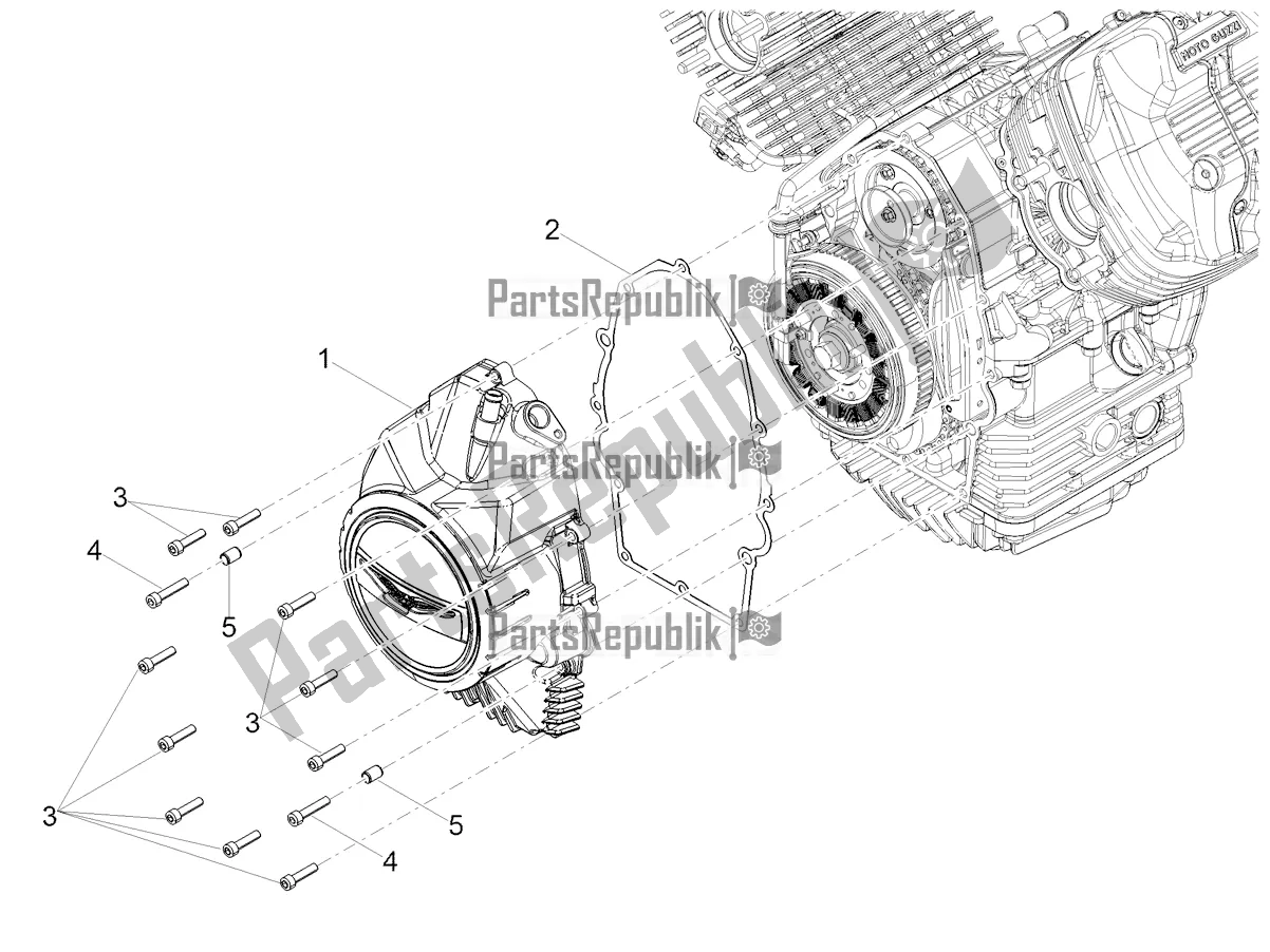 Alle onderdelen voor de Vliegwielkap van de Moto-Guzzi V7 Special 850 USA 2021