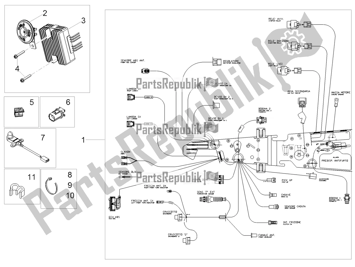 Tutte le parti per il Impianto Elettrico Anteriore del Moto-Guzzi V7 Special 850 USA 2021