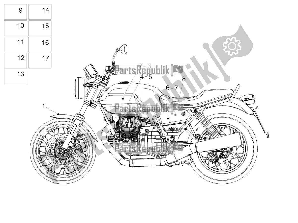 Tutte le parti per il Decalcomania del Moto-Guzzi V7 Special 850 USA 2022