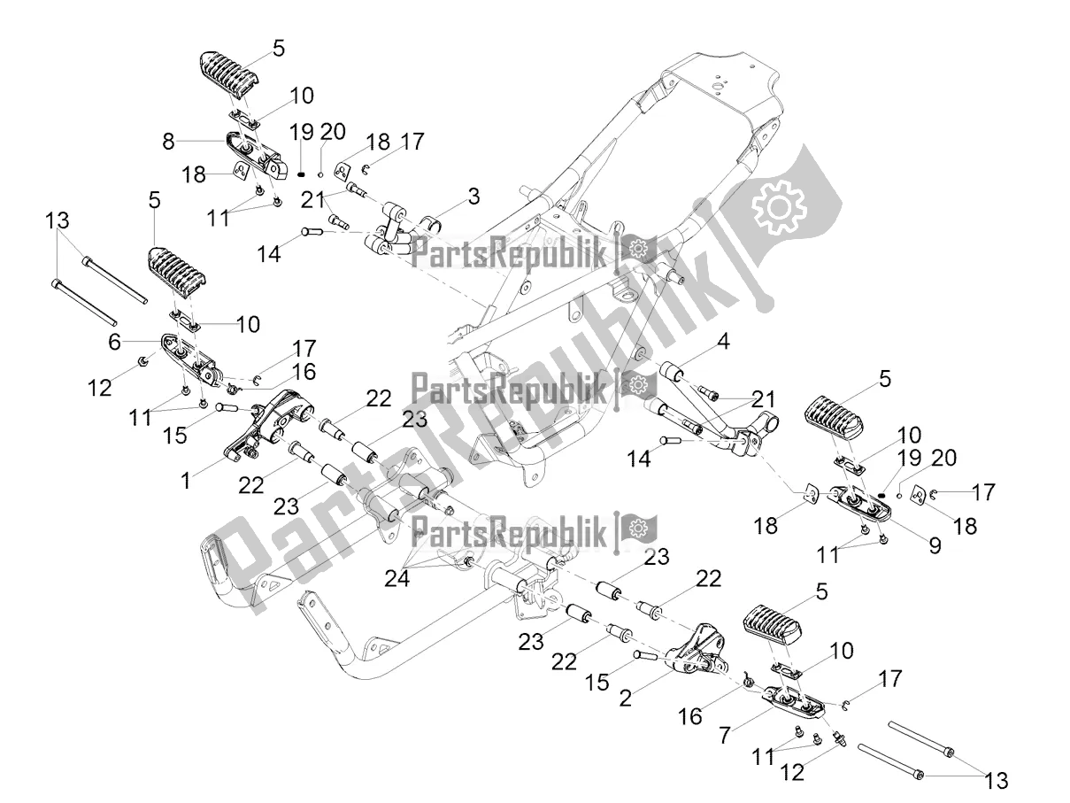 Alle onderdelen voor de Voetsteunen van de Moto-Guzzi V7 Special 850 USA 2022