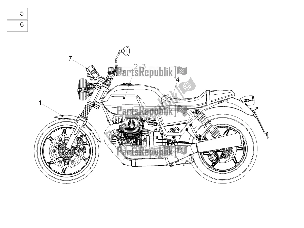 Tutte le parti per il Decalcomania del Moto-Guzzi V7 Stone 850 2022