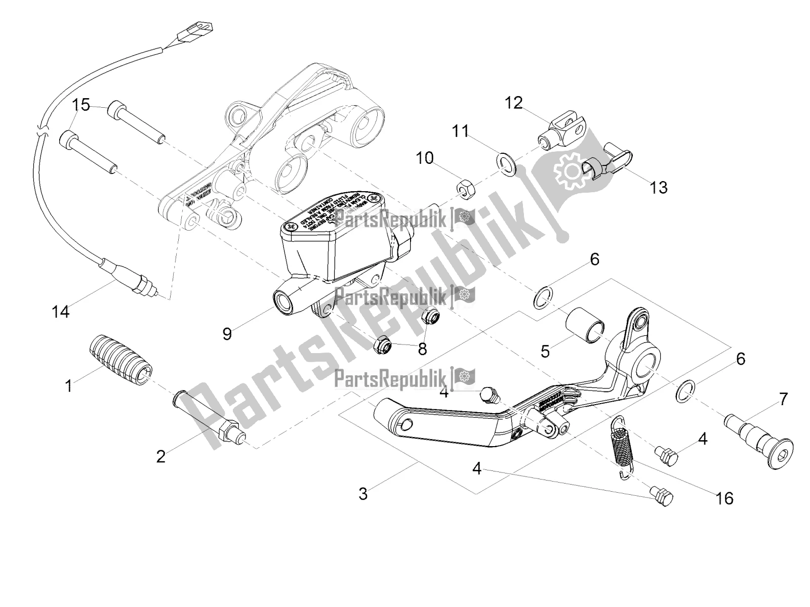 Todas as partes de Cilindro Mestre Traseiro do Moto-Guzzi V7 Stone 850 2022