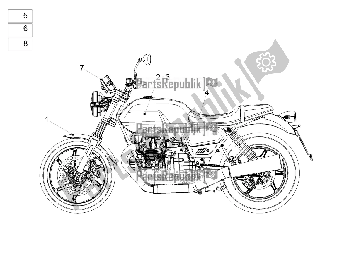 Tutte le parti per il Decalcomania del Moto-Guzzi V7 Stone 850 Apac 2021