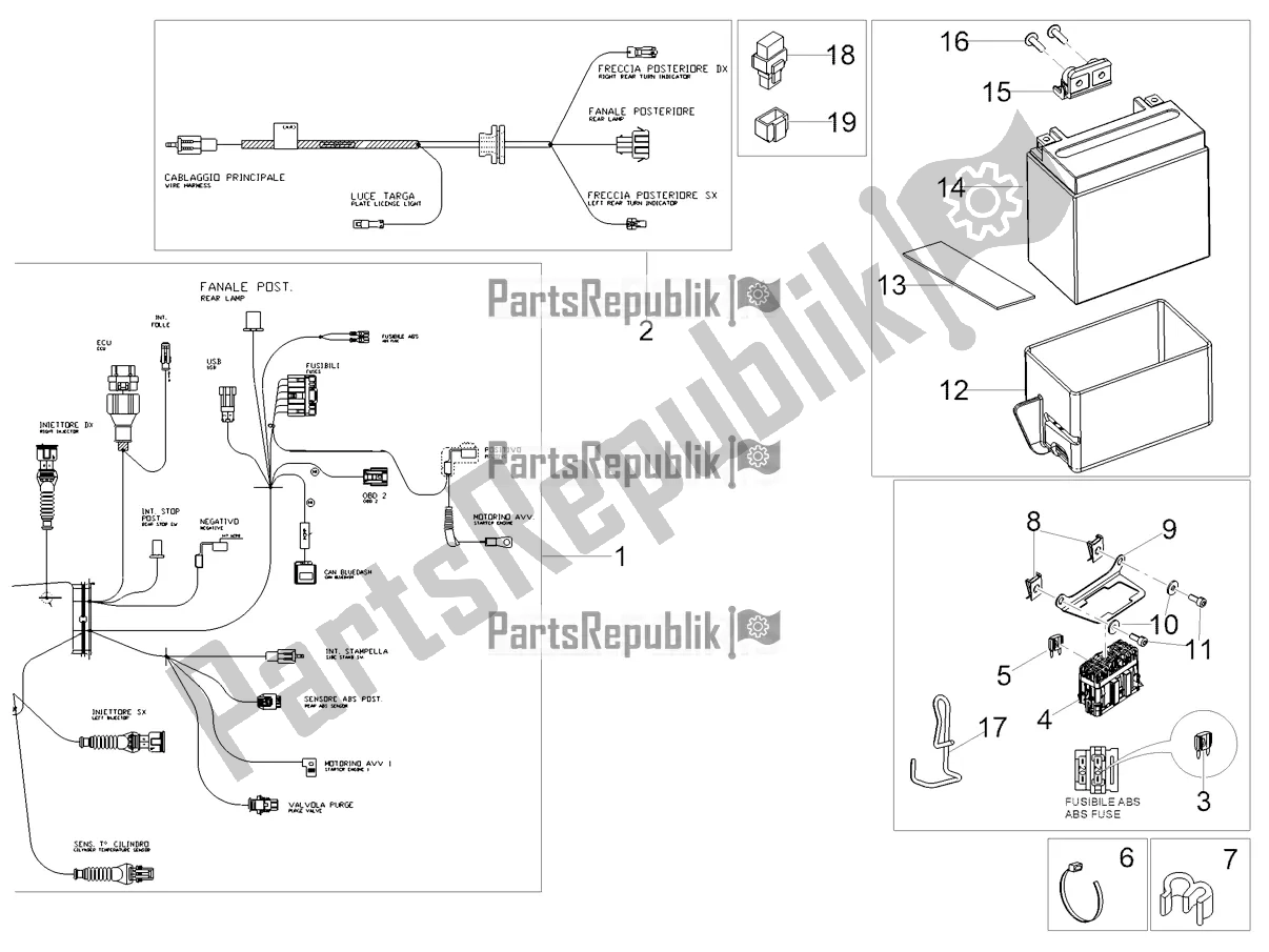 Toutes les pièces pour le Système électrique Arrière du Moto-Guzzi V7 Stone 850 Apac 2021