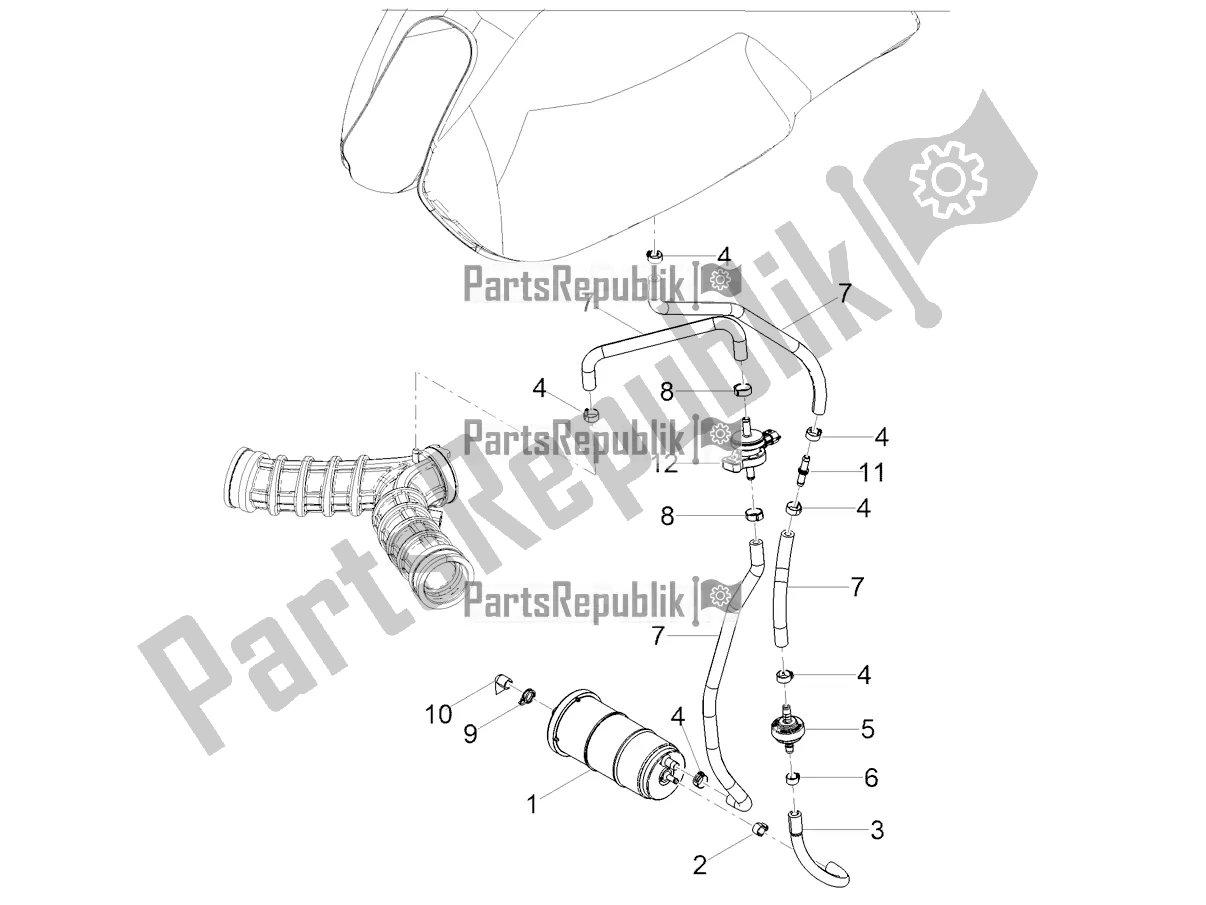 Alle onderdelen voor de Brandstofdampterugwinningssysteem van de Moto-Guzzi V7 Stone 850 Apac 2022