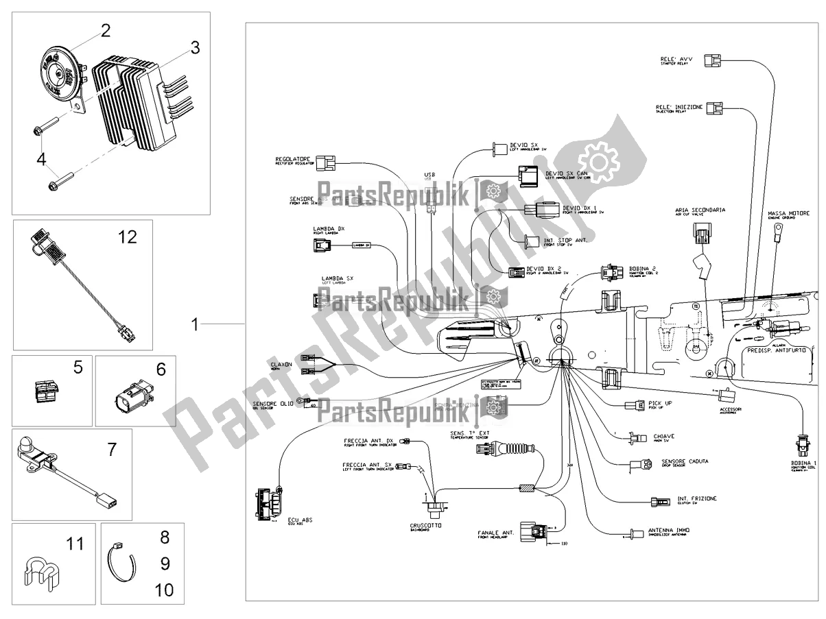 Tutte le parti per il Impianto Elettrico Anteriore del Moto-Guzzi V7 Stone 850 USA 2021