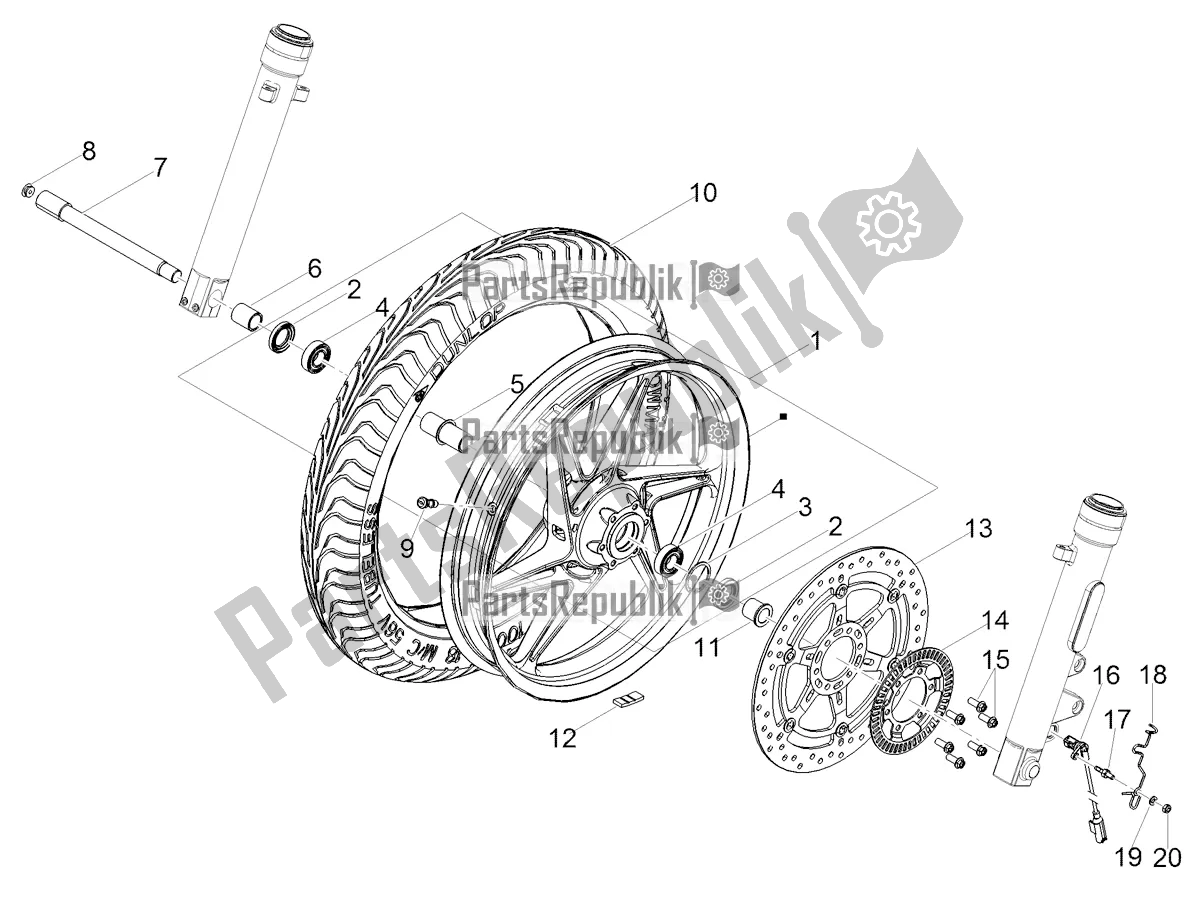 Todas as partes de Roda Da Frente do Moto-Guzzi V7 Stone 850 USA 2021