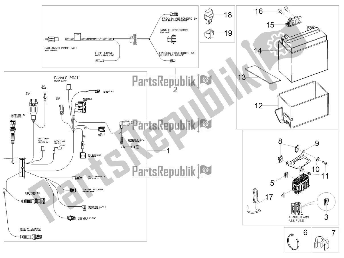 Toutes les pièces pour le Système électrique Arrière du Moto-Guzzi V7 Stone 850 USA 2021