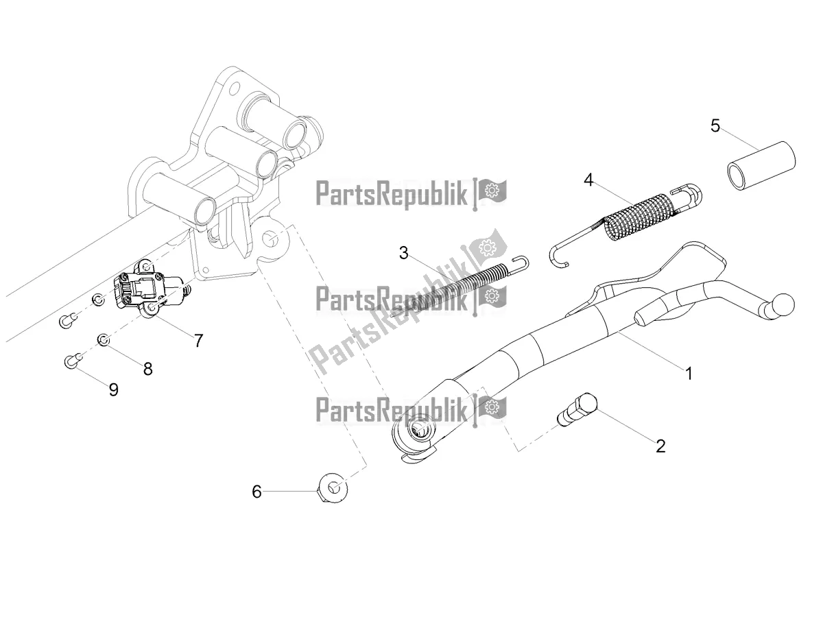 Alle onderdelen voor de Centrale Standaard van de Moto-Guzzi V7 Stone 850 USA 2022