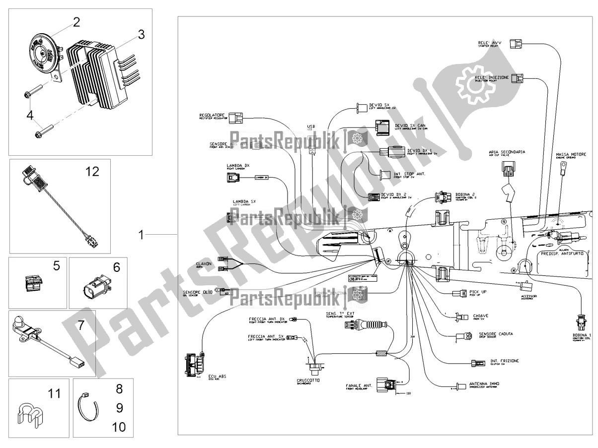 Todas las partes para Sistema Eléctrico Frontal de Moto-Guzzi V7 Stone 850 USA 2022