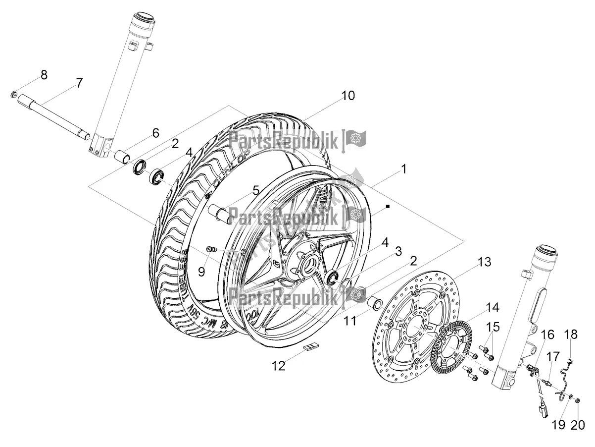 All parts for the Front Wheel of the Moto-Guzzi V7 Stone 850 USA 2022