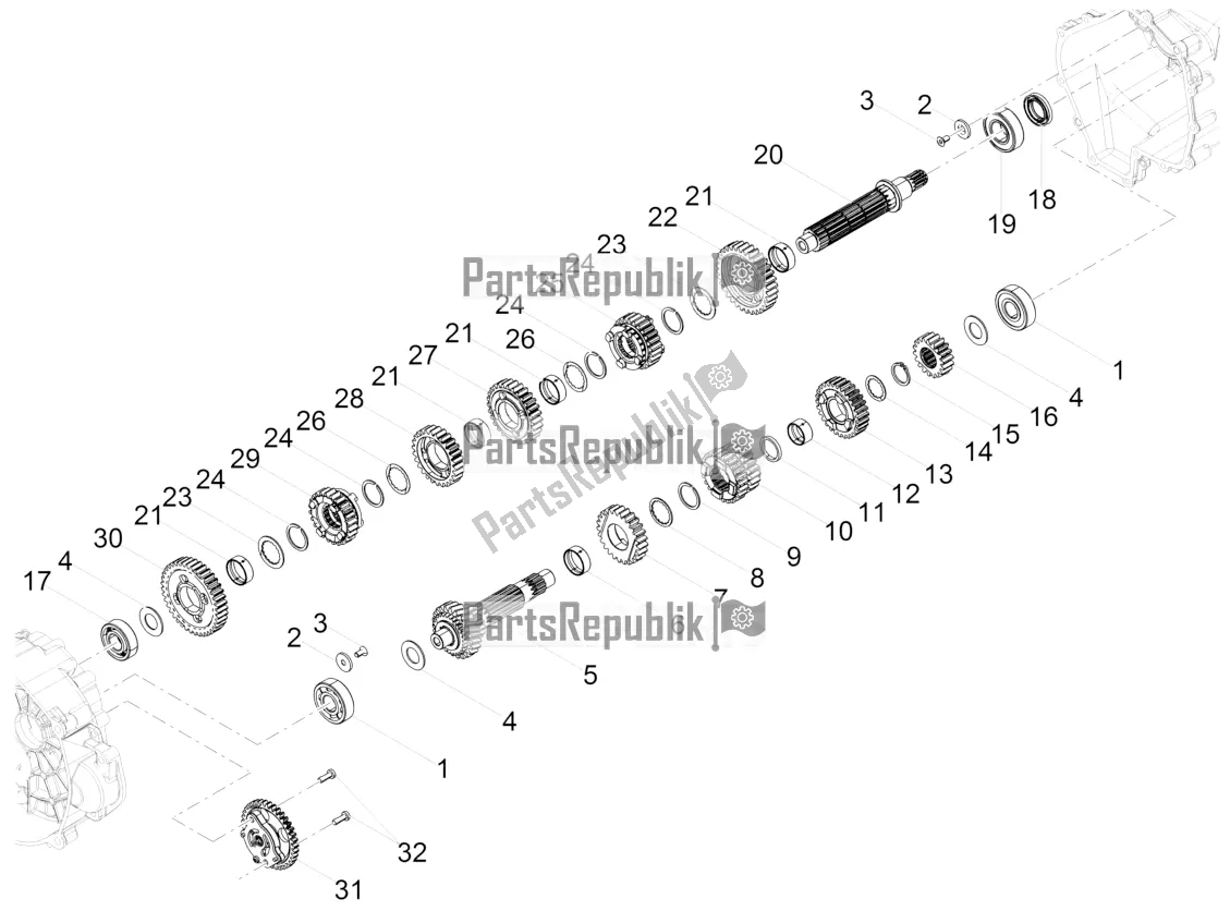 All parts for the Gear Box - Gear Assembly of the Moto-Guzzi V7 Stone 850 USA 2022