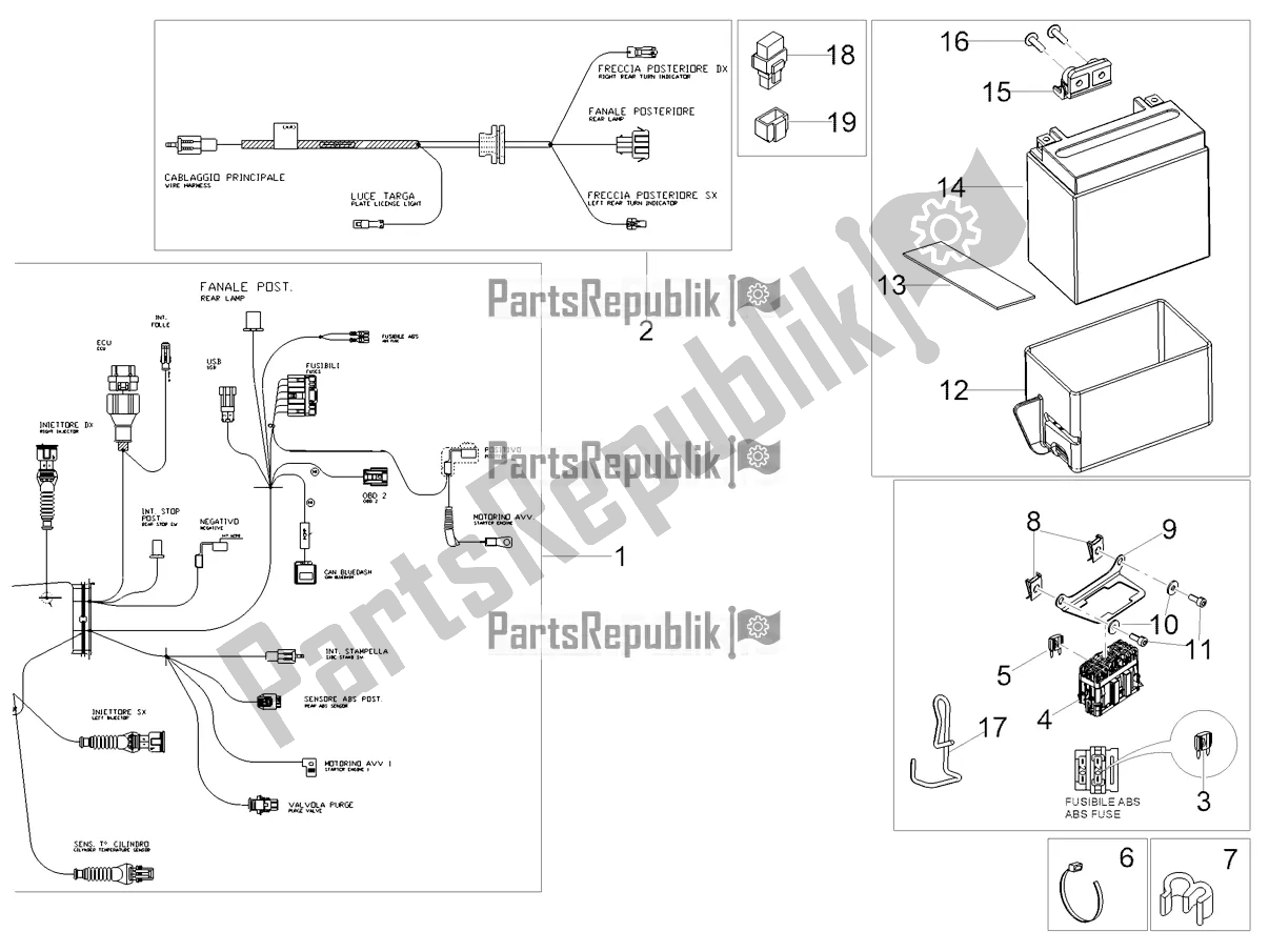 Toutes les pièces pour le Système électrique Arrière du Moto-Guzzi V7 Stone 850 USA 2022