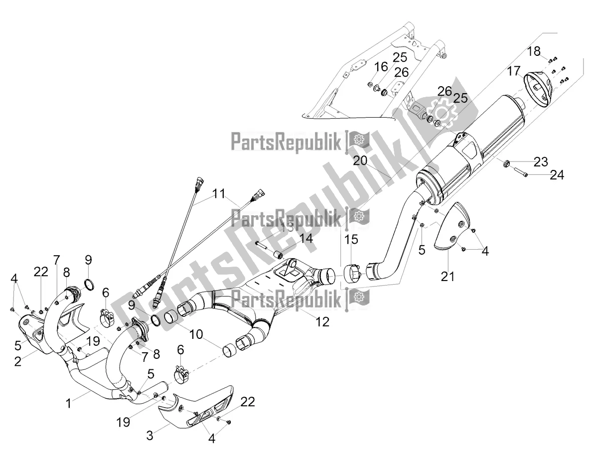 All parts for the Exhaust Pipe of the Moto-Guzzi V 85 TT 850 2020