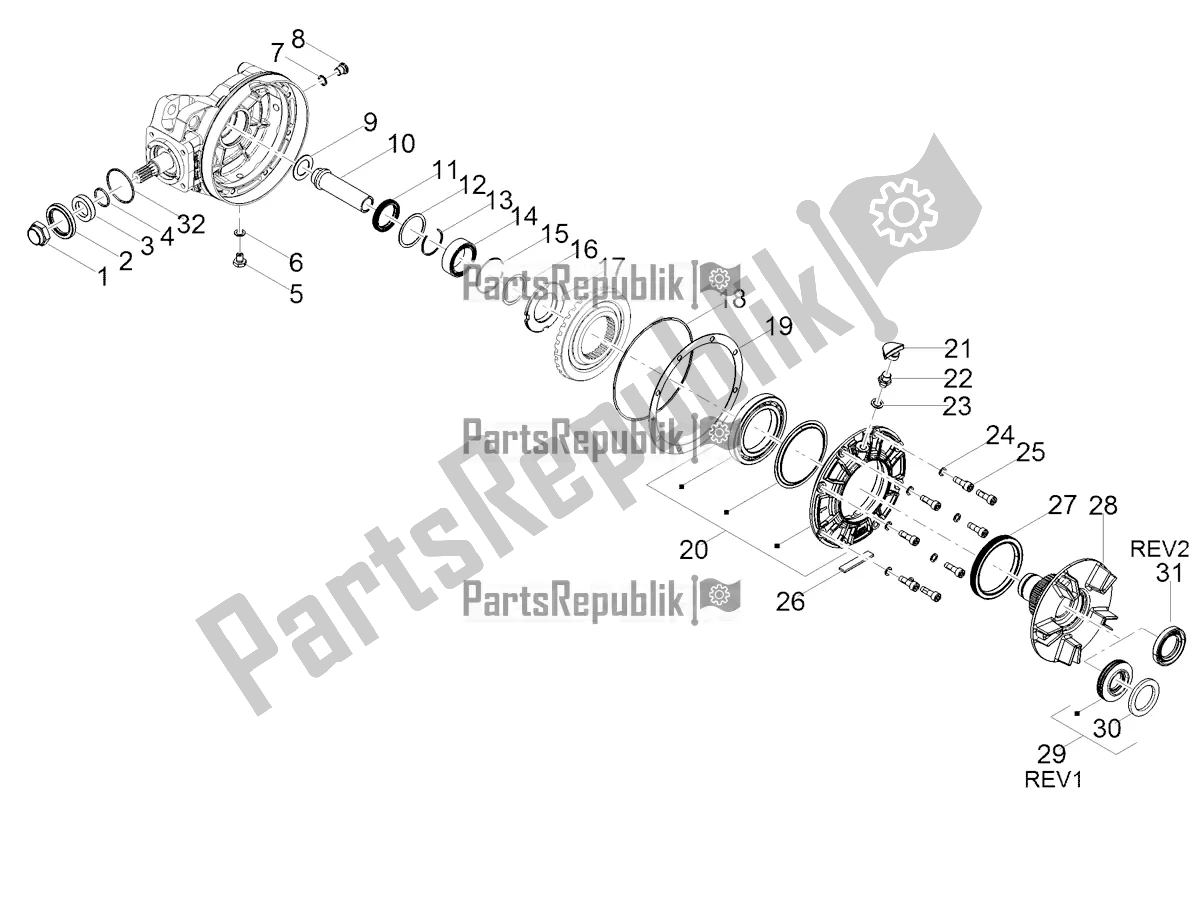 Todas as partes de Transmissão Traseira / Componentes do Moto-Guzzi V 85 TT 850 2020