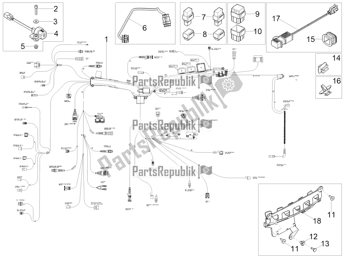 Tutte le parti per il Impianto Elettrico Centrale del Moto-Guzzi V 85 TT 850 2021