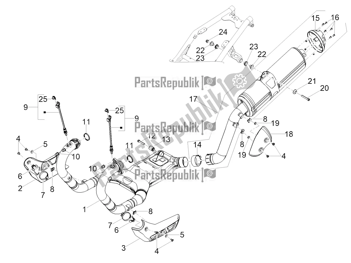 All parts for the Exhaust Pipe of the Moto-Guzzi V 85 TT 850 2021