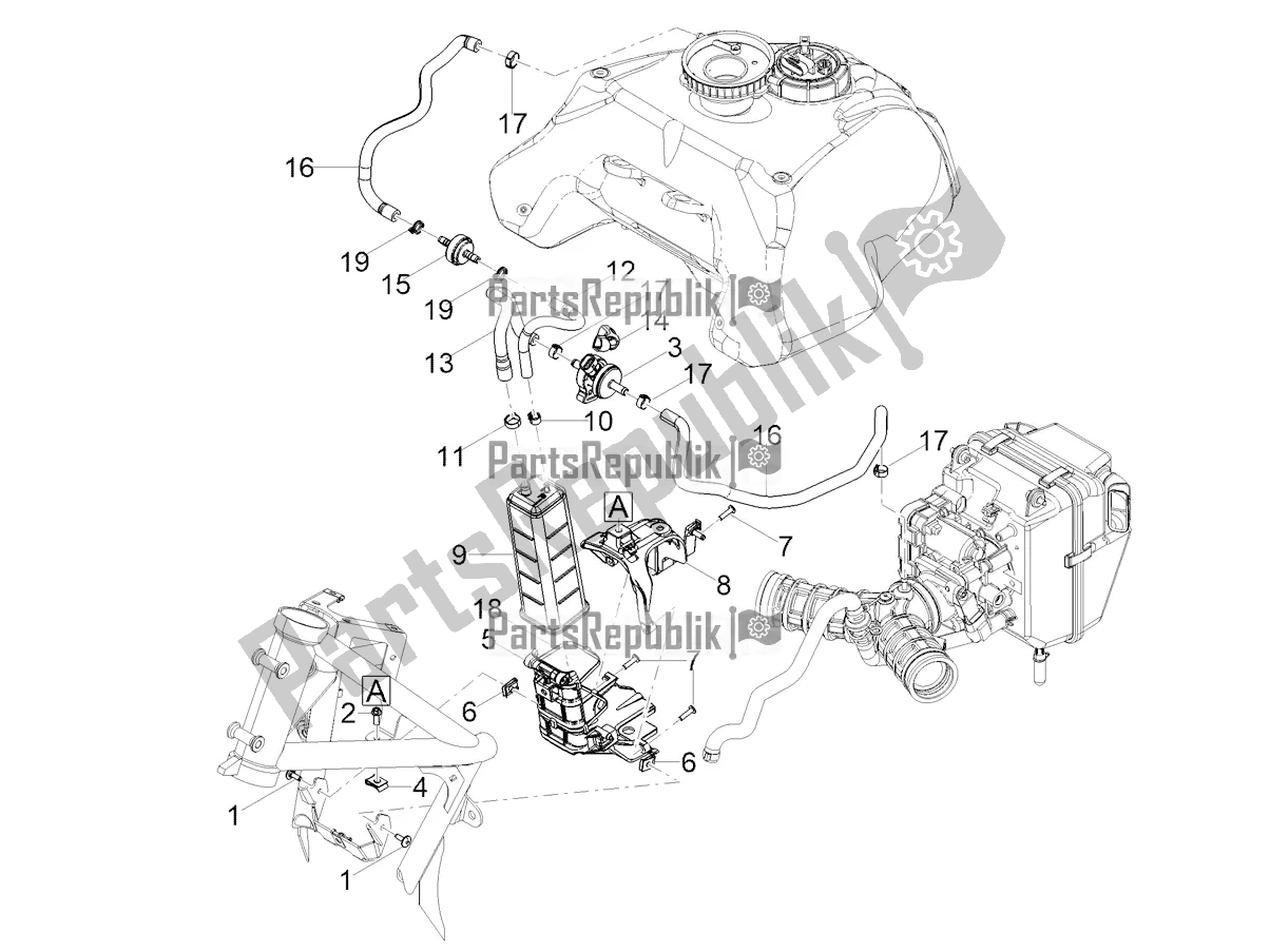 All parts for the Fuel Vapour Recover System of the Moto-Guzzi V 85 TT 850 2021