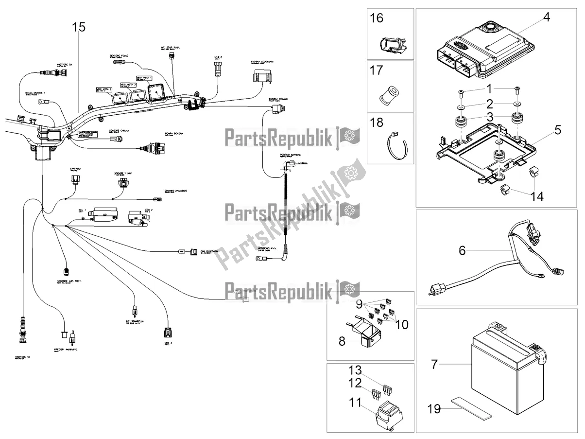 Toutes les pièces pour le Système électrique Arrière du Moto-Guzzi V 85 TT 850 2021