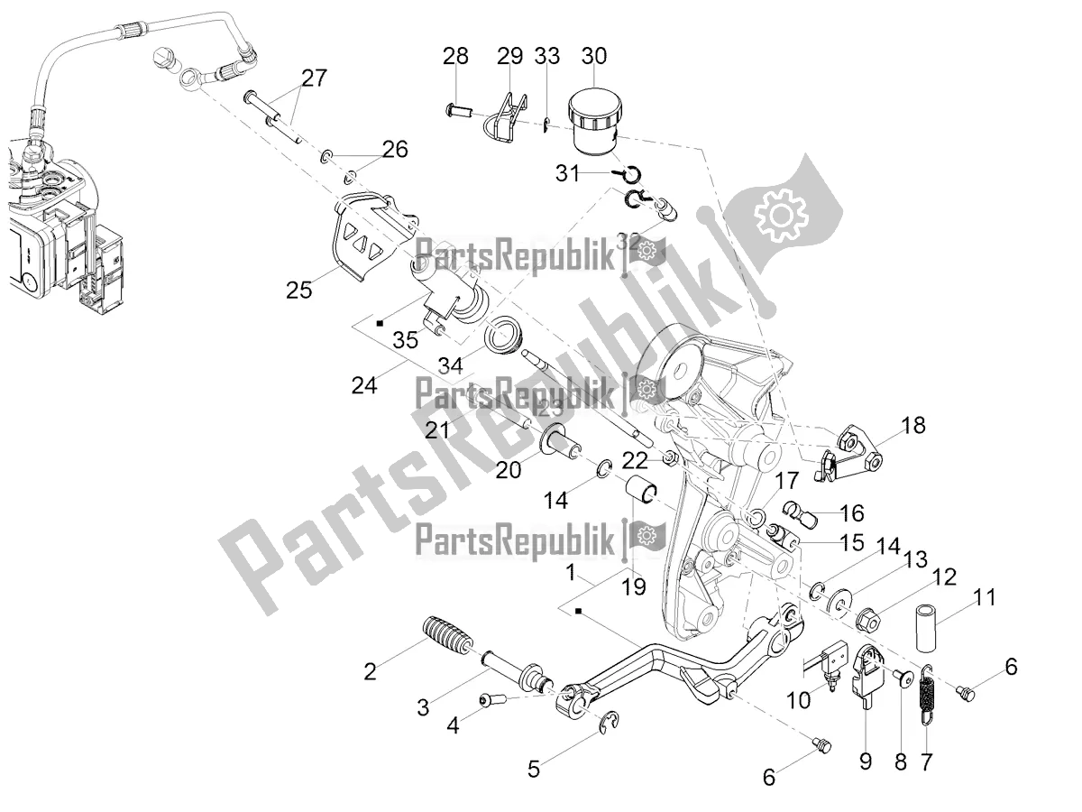 All parts for the Rear Master Cylinder of the Moto-Guzzi V 85 TT 850 2021