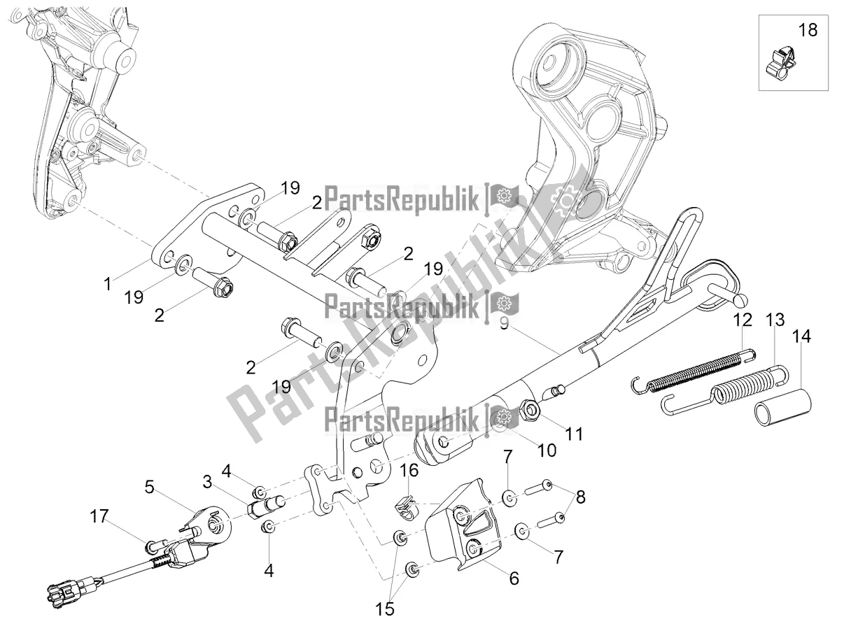 All parts for the Central Stand of the Moto-Guzzi V 85 TT 850 2022