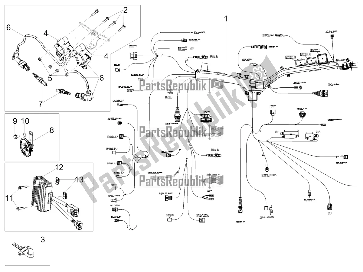 Alle onderdelen voor de Front Elektrisch Systeem van de Moto-Guzzi V 85 TT 850 2022