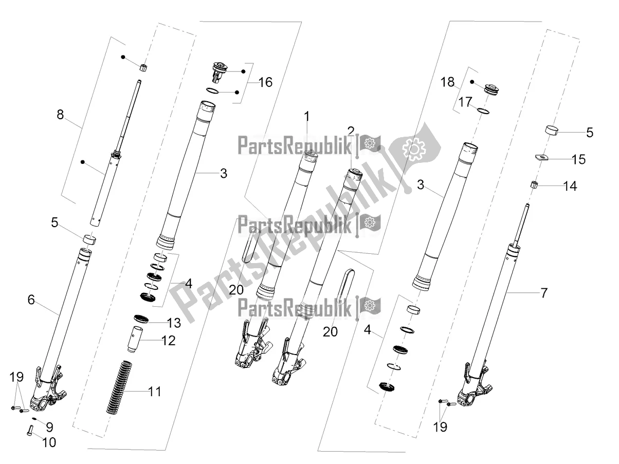 Tutte le parti per il Forcella Anteriore Kayaba del Moto-Guzzi V 85 TT 850 2022