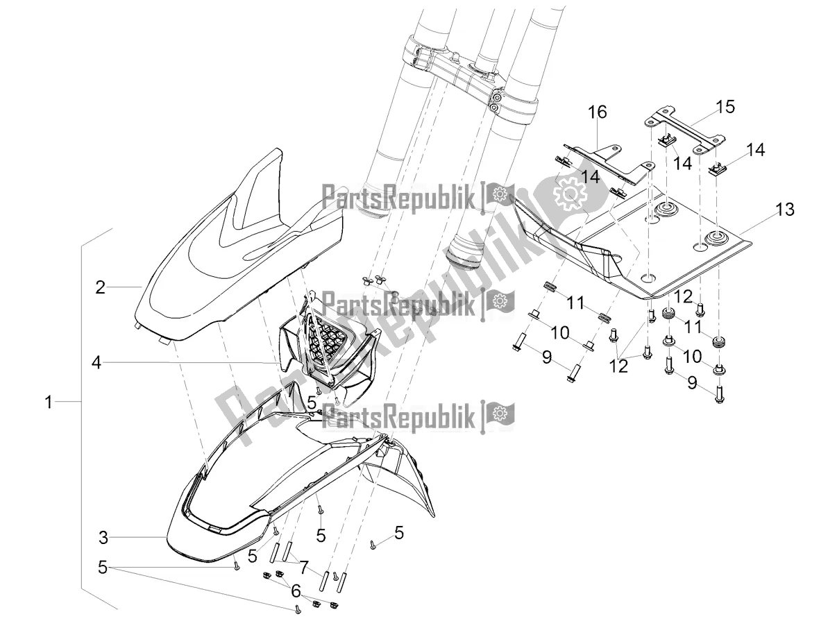 All parts for the Front Mudguard-pillar of the Moto-Guzzi V 85 TT 850 2022