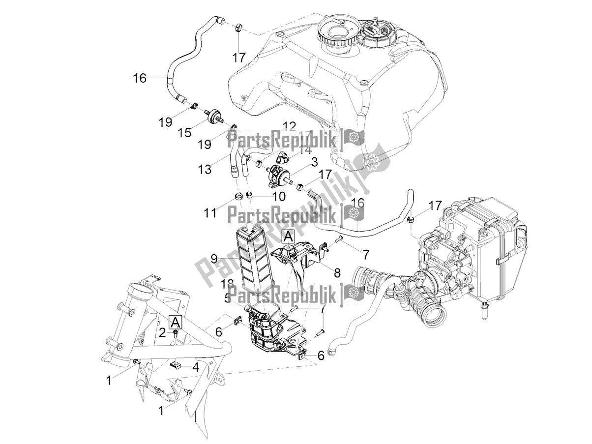 Alle onderdelen voor de Brandstofdampterugwinningssysteem van de Moto-Guzzi V 85 TT 850 2022