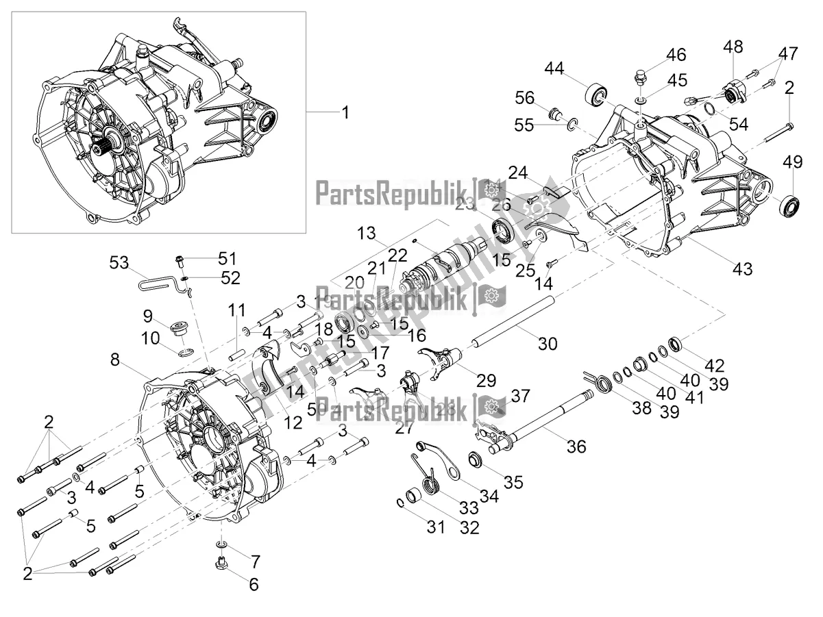 Alle onderdelen voor de Versnellingsbak / Keuzeschakelaar / Schakelnok van de Moto-Guzzi V 85 TT 850 2022