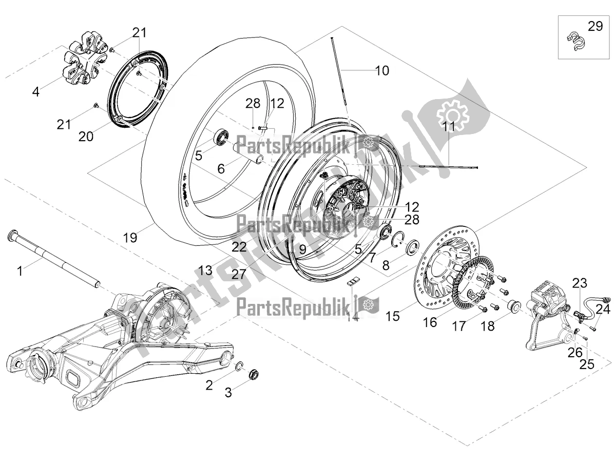 All parts for the Rear Wheel of the Moto-Guzzi V 85 TT 850 2022