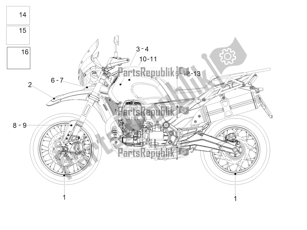 All parts for the Decal of the Moto-Guzzi V 85 TT Apac 850 2019