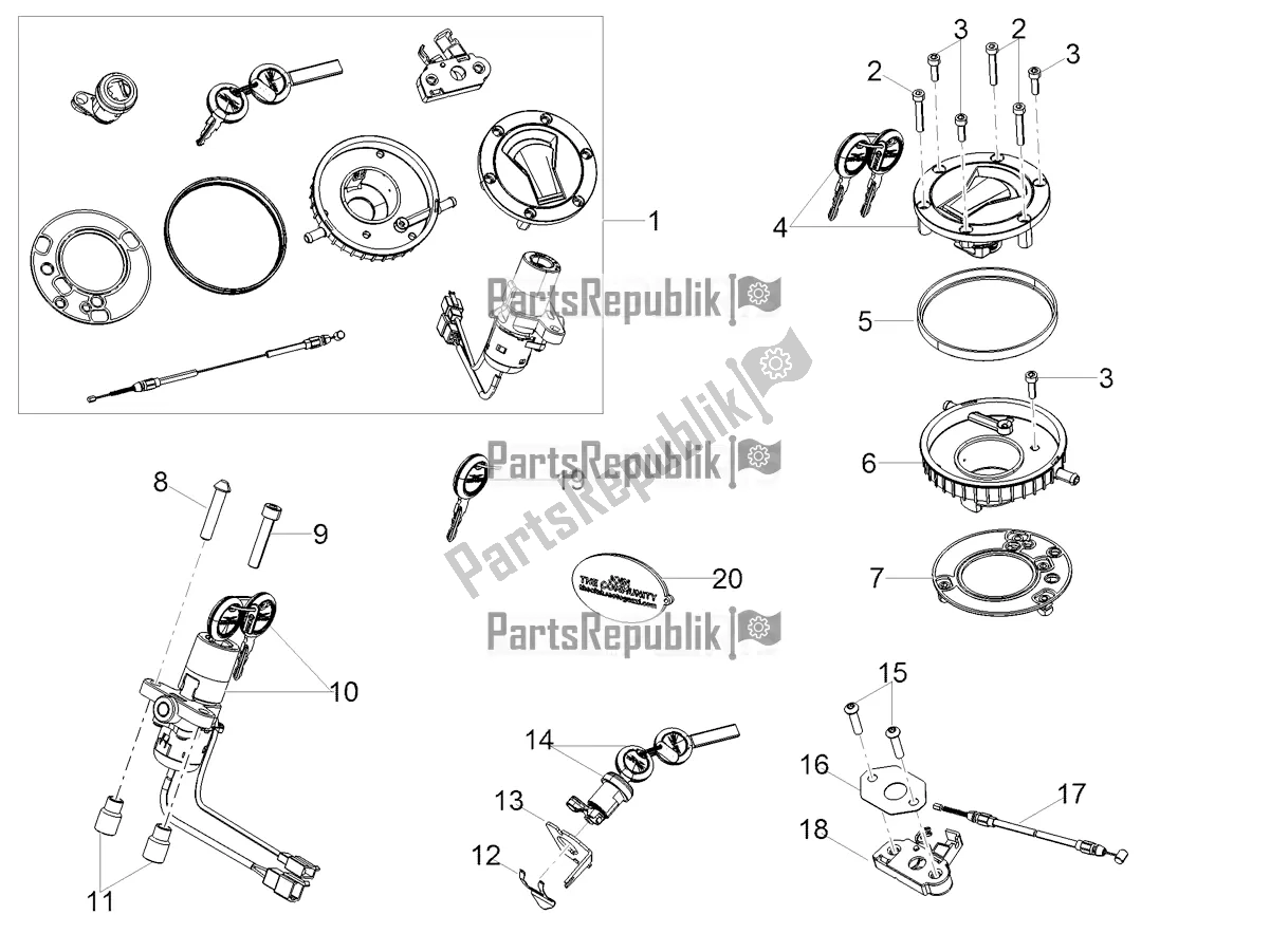 Todas las partes para Cerraduras de Moto-Guzzi V 85 TT Apac 850 2019