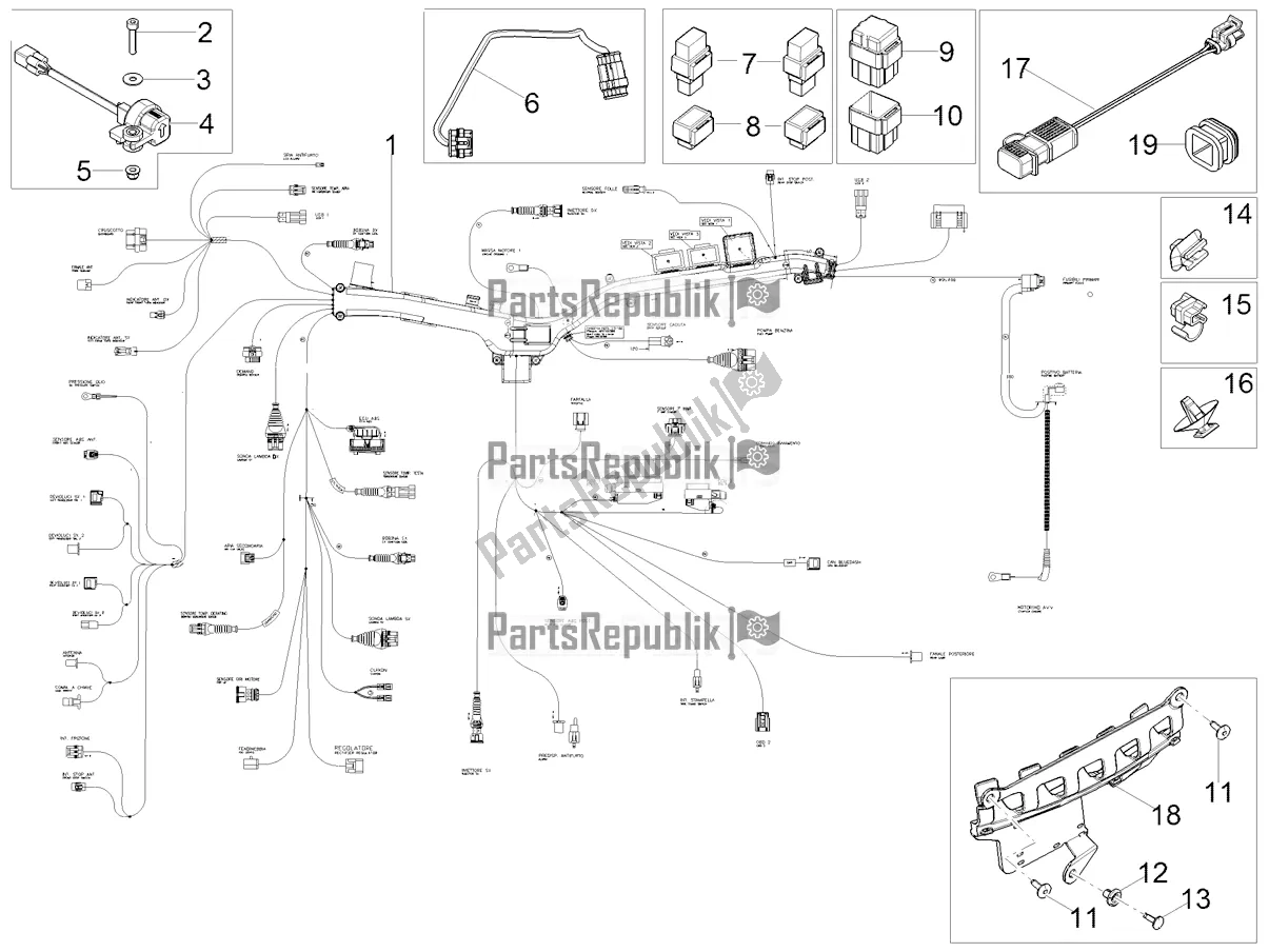 Tutte le parti per il Impianto Elettrico Centrale del Moto-Guzzi V 85 TT Apac 850 2020