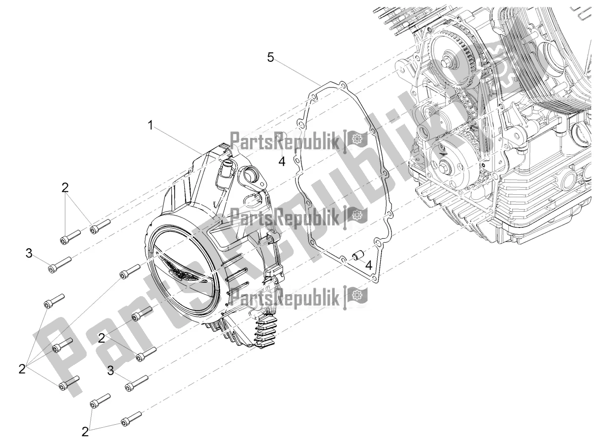 Alle onderdelen voor de Vliegwielkap van de Moto-Guzzi V 85 TT Apac 850 2020