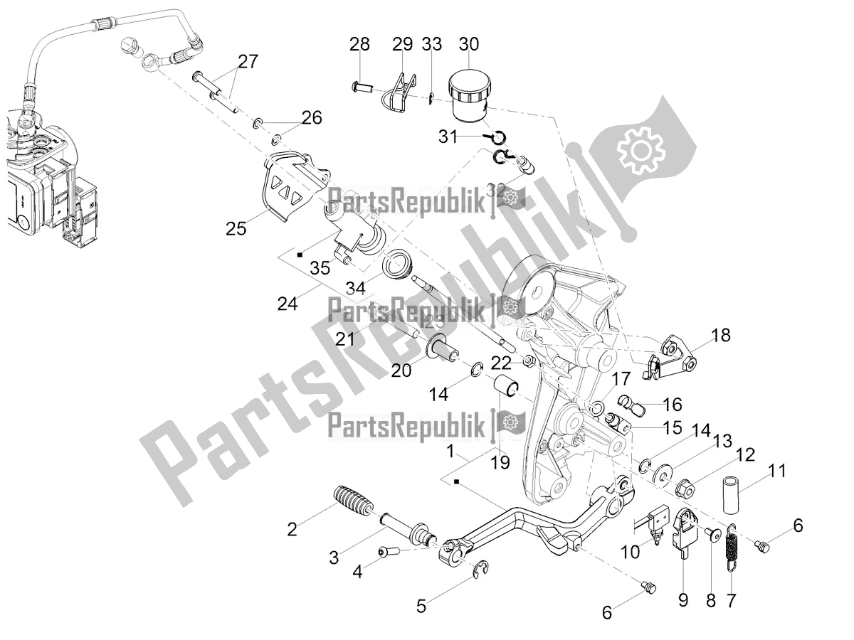 Tutte le parti per il Pompa Freno Posteriore del Moto-Guzzi V 85 TT Apac 850 2020