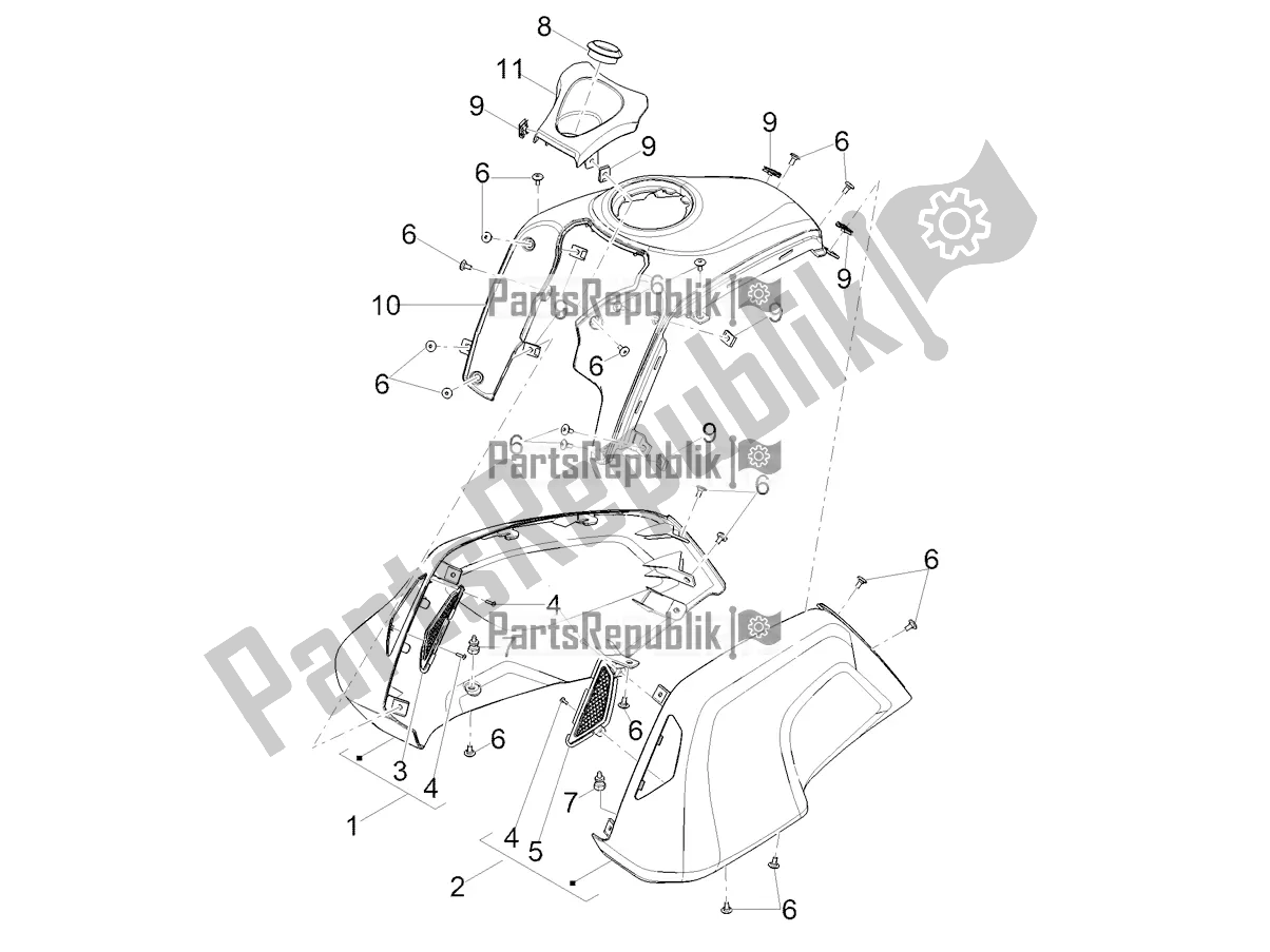 All parts for the Tank Cover of the Moto-Guzzi V 85 TT Apac 850 2020