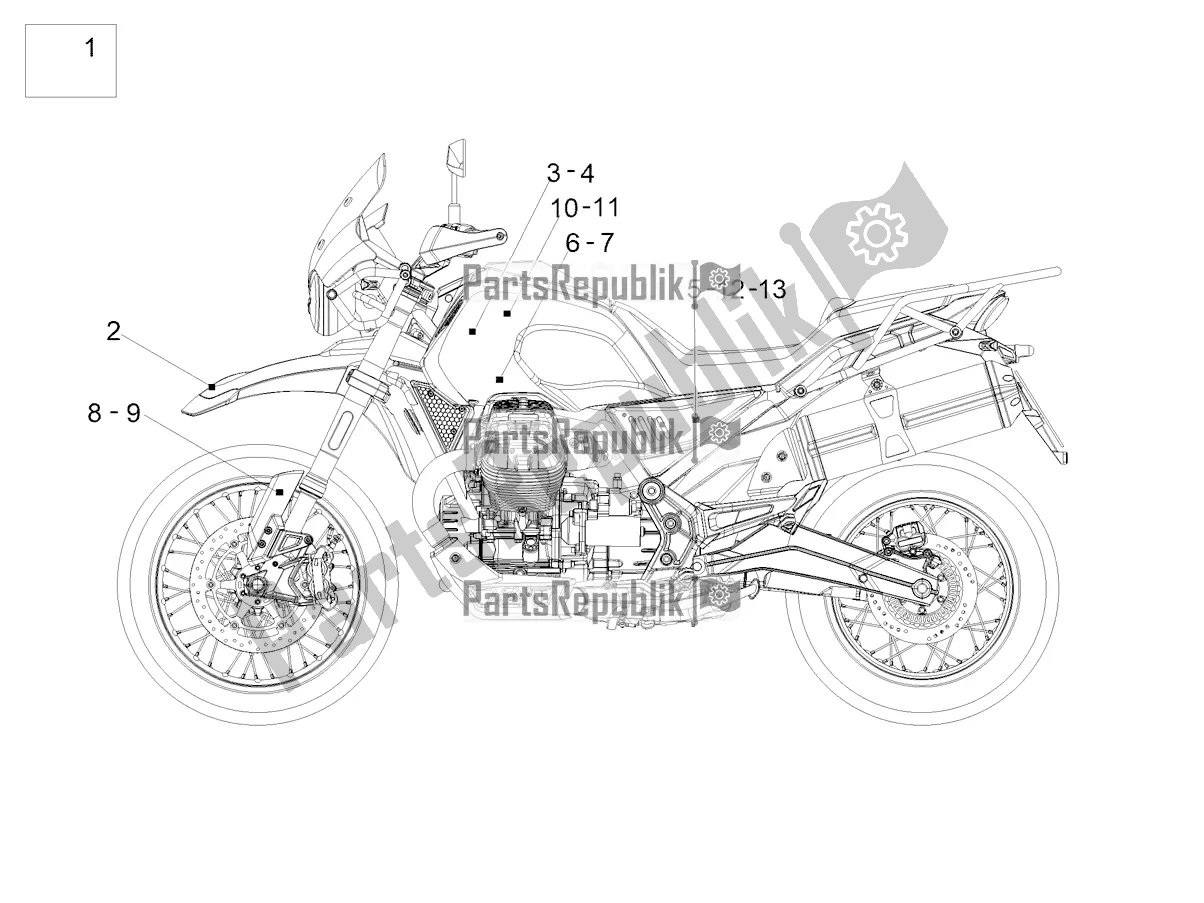 Todas as partes de Decalque do Moto-Guzzi V 85 TT Apac 850 2021
