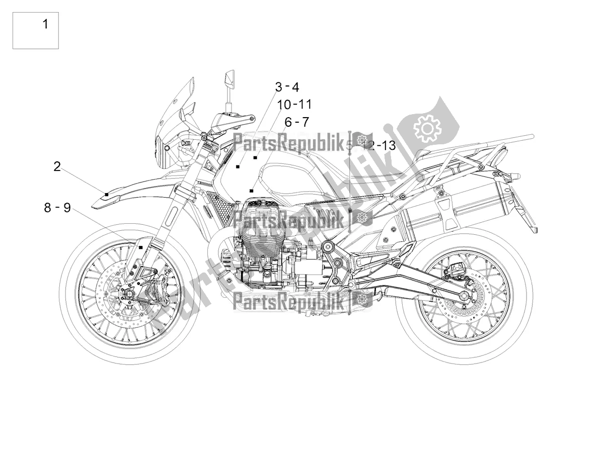 Alle onderdelen voor de Sticker van de Moto-Guzzi V 85 TT Apac 850 2022